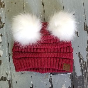 DOUBLE POM POM KNIT HATS!